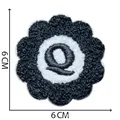 6cm flower-shaped black and white chenille embroidery patch featuring letter Q for DIY clothing - Letter Q