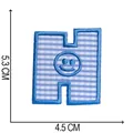 Blau karierter Stickaufbügler Buchstabe H mit Smiley für DIY Kleidung 4,5x5,3cm Größe - Buchstabe H
