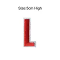 Rode geborduurde letter L patch met witte rand, 5 cm hoog voor DIY-kledingaccessoires - Letter L