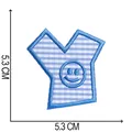 Blaue karierte T-Shirt Stickerei Aufnäher mit Smiley, Größe 5,3 cm - Buchstabe Y