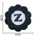 6x6cm black and white chenille embroidered flower patch with letter Z for DIY apparel decoration - Letter Z