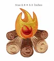 Embroidered campfire patch featuring flame and logs, size 2.8 x 3.3 inches for clothing - Bonfire Style (JLA004889) / 2.8x3.3 Inches