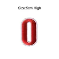 Rood geborduurde patch letter O of cijfer 0, hoogte 5 cm voor doe-het-zelf kleding - Letter O