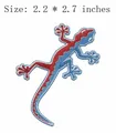 Colorful blue and red embroidered gecko lizard iron-on patch for clothing, size 2.2 x 2.7 inches - Red And Blue Gecko (AFCA414)