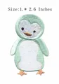 Cute mint green penguin embroidered patch, iron-on clothing decoration, 1x2.6 inches - Mint Green Penguin Style (HS1301016)