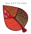 Decorative abstract leaf embroidered iron-on patch in multi-color, size 2.8 x 3.0 inches - Abstract Leaf Style (JLA005110) / 2.8x3.0 Inches