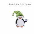 Detailed cute penguin embroidery iron-on clothing patch with green hat 2.8x2.3 inches - Penguin In Green Hat (AFCA580)