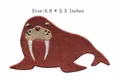 Detailed walrus embroidered iron-on patch, size 4.0 x 2.3 inches for DIY clothing decor - Walrus Style (HS1301023)