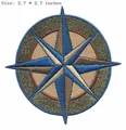 Nautical compass embroidered iron-on patch for clothing DIY decoration 2.7x2.7 inches - Nautical Compass (JLA001410)