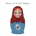Matryoshka doll embroidery iron-on patch for clothing decoration, size 1.5x3 inches - Red Classic Matryoshka (AFCA627)