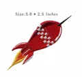 Retro red rocket embroidered iron-on cloth patch measuring 3.0 by 2.5 inches for DIY crafts - Vintage Red Rocket Style (JR_1407180)