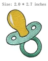 Bestickter Baby-Schnuller-Aufnäher mit einem gelben Sauger und einem dunkelgrünen Ring - Cartoon Schnuller-Stil (JLA005245)