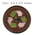 Écusson brodé rond avec symbole de recyclage pour vêtements DIY, thermocollant, 2,6 pouces - Style Symbole Recyclage (RH00516)