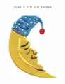 Embroidered yellow crescent moon iron-on patch with sleeping cap for DIY crafts - Moon Nightcap Style (JR_1407188)