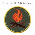Écusson brodé feu de camp circulaire de 2,6 pouces pour réparation de vêtements DIY - Style Feu de Camp Bois (RH00519)