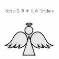White angel embroidery iron-on patch badge for DIY clothing decoration 2.5x1.6 inches - Angel With Halo (FP1306006)