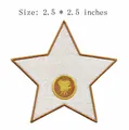 Star shaped embroidered iron-on patch with movie camera icon, measures 2.5 x 2.5 inches - Star Movie Camera Style (HS1402018A)