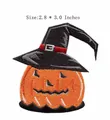 Halloween pumpkin with witch hat embroidered DIY iron-on patch, size 2.8x3 inches - Wizard Hat Pumpkin Style (JR_1407200)