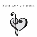 Black heart musical note embroidery iron-on patch badge size 1.8 x 2.5 inches for clothes - Heart Treble Clef Black (FP1306203)