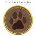 Écusson thermocollant rond brodé à empreinte de patte pour vêtements DIY, 2,6 pouces - Style Empreinte de Patte d'Animal (RH00522)