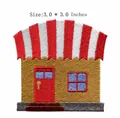 Embroidered house shop patch with red and white awning, size 3.0 x 3.0 inches DIY - House Style (JR_1407265)