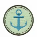 Écusson ancre brodé de 2,6 pouces, variante vert clair et bleu pour vêtements DIY - Style Ancre Bleue (RH00524)