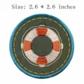 Écusson brodé bouée de sauvetage pour décoration de vêtements DIY, 2,6 x 2,6 pouces - Style Bouée de Sauvetage Orange Blanc (RH00525)