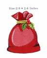 Roter Weihnachtsgeschenktüten-Stickaufnäher für DIY-Kleidung, Größe 2,0 x 2,6 Zoll - Weihnachtsgeschenktüte (JLA005084)