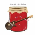 Bestickter Aufbügler Marmeladenglas mit Gitarre für die DIY Kleidung Dekoration - Marmeladenglas Gitarre (JLA005104A)