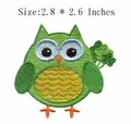 Grüner Eulen-Stickaufnäher zum Aufbügeln mit Blattdetail, 2,8 x 2,6 Zoll - Grüner Eulen-Stil (JLA005593)