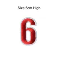 Rood geborduurde patch nummer 6 voor kleding, 5 cm hoog met witte rand voor DIY-werk - Cijfer 6