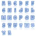 Blau karierte 26 Alphabet-Stickpatches Set mit Smiley-Gesicht-Design für Kinderkleidung - Komplettes Set mit 26 Buchstaben