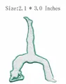 Gymnastik-Silhouette weißer Stickaufsticker mit grünem Rand, 2,1 x 3,0 Zoll Größe - Yoga-Silhouette-Stil (JLA005658)