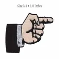 Embroidered pointing hand patch for clothes, iron-on or sew-on decorative badge - Point Gesture Style (HS13014008)
