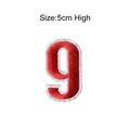 Rood en wit geborduurde patch nummer 9 voor doe-het-zelf kleding, 5 cm hoog voor decoratie - Cijfer 9