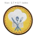 Écusson brodé rond de toque de chef avec couverts pour accessoires de vêtements DIY - Style Vaisselle Toque de Chef (RH00530)