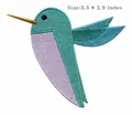 Detaillierter bunter Kolibri-Stickaufnäher zum Aufbügeln, Größe 8,9 x 7,4 cm (3,5x2,9") - Kolibri-Stil (JLA_M000109)