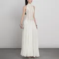 Elegant white retro lace long dress featuring a delicate high collar and slim-fit silhouette - S / Dresses / White