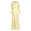 Robe longue élégante de style français jaune pâle avec taille plissée cintrée - S / Robes / Jaune