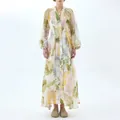 Detalle del elegante estampado floral y las mangas abullonadas de este vestido. - S / Vestidos / Estampado Blanco Crema