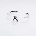 Detailed view of clear safety goggles for industrial protection and outdoor riding - Transparent Frame Black Legs