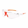 Clear safety goggles with orange accents for outdoor cycling and industrial protection - Transparent Frame Clear Lens