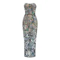 Robe de soirée sans bretelles avec broderies de paillettes florales éclatantes, coupe ajustée - XS / Robes / Noir