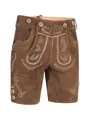 Authentische braune bayerische Lederhose mit feiner Stickerei für das Oktoberfest Kostüm - S / Unterteile / Braun