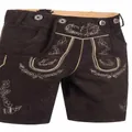 Traditionelle bayerische Oktoberfest bestickte braune Lederhose für Damen, Größe M - S / Unterteile / Schwarzbraun