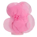 Close-up of a delicate pink organza decorative flower for high-end party dresses - Pink