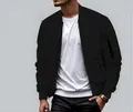 Men's stylish black bomber flight jacket perfect for casual spring and autumn fashion - 3XL / Tops / Black