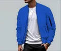 Men's solid royal blue pilot bomber jacket for casual spring and autumn fashion wear - 3XL / Tops / Sapphire Blue