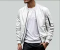 Stylish white men's flight bomber jacket with arm zipper pocket detail for casual spring wear - 3XL / Tops / White