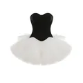 Elegant two-piece set featuring a black corset top and a puffy white tulle tutu skirt. - XS / Top And Bottom / Black